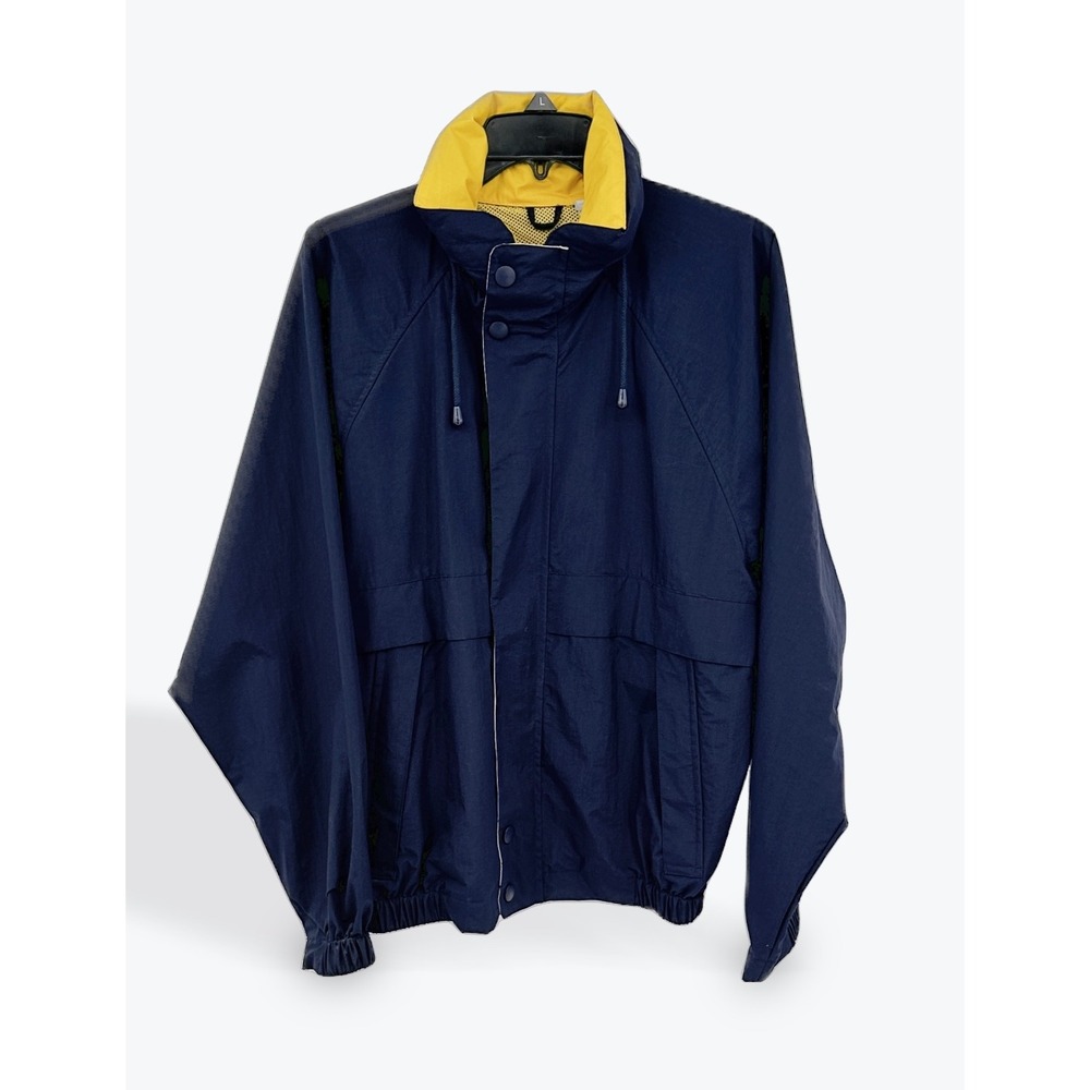 Vintage California Outerwear Windbreaker‎ Jacket Full Zip Navy Blue Yellow